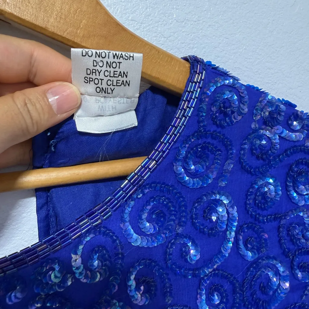 Dazzling Blue Sequin Mini Dress - Image 11