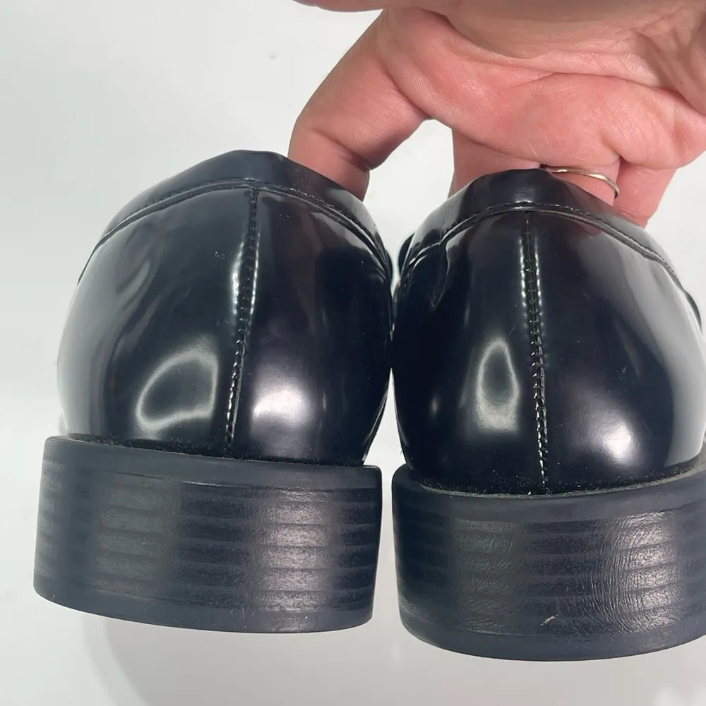 ZARA Black Flat Loafers Gold Chain Women EUR 40 US 9 Preppy Classic  Y2K Shoes - Image 6