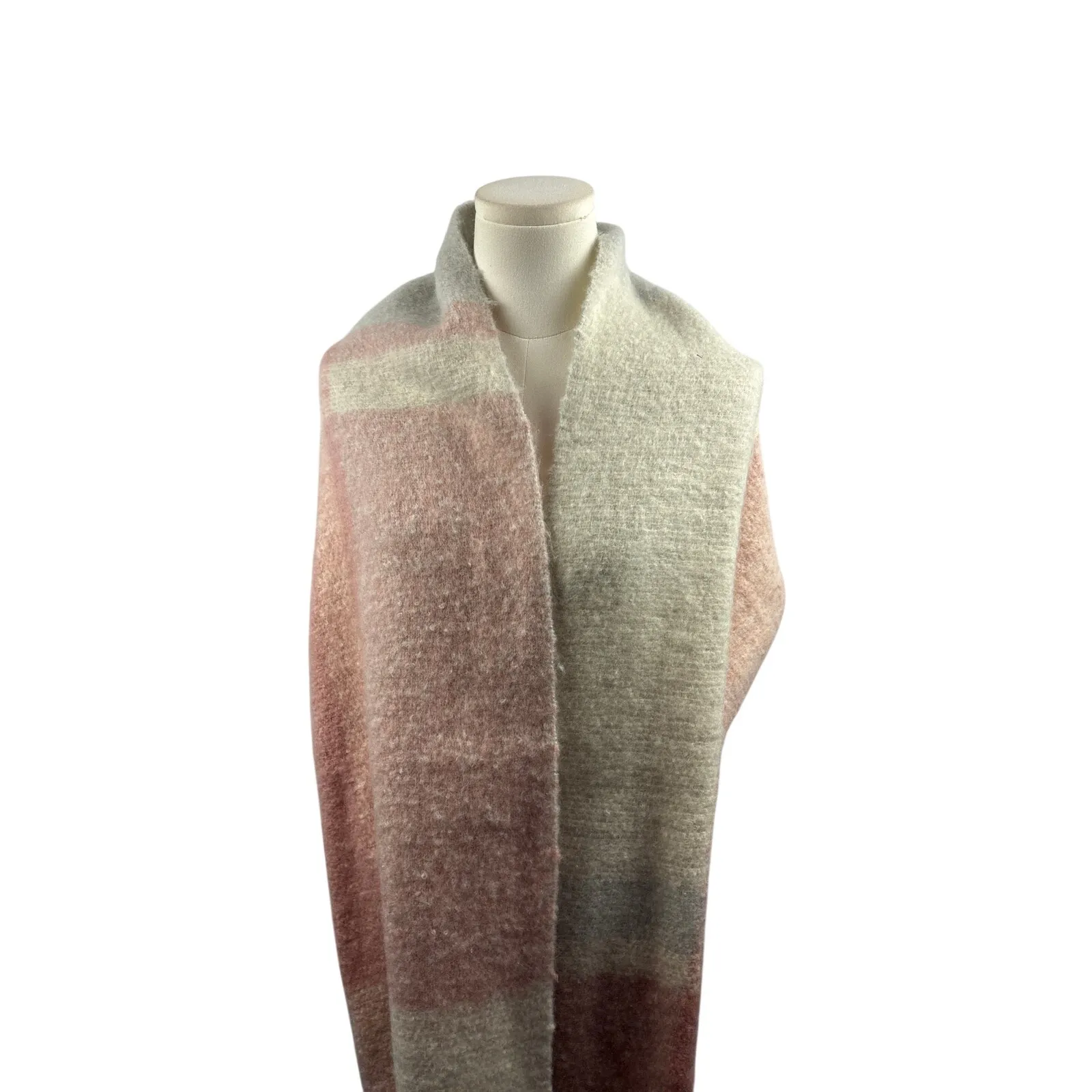 Women’s Altar’d State O/S Blush, Cream, & Grey Plush Scarf - Image 3