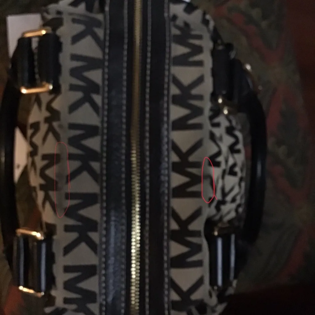 Michael Kors Brookville Black Signature Canvas/Leather Satchel Handbag Purse - Image 6