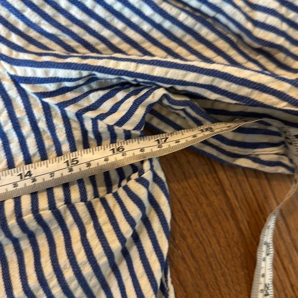 Japna white and blue puff sleeve tie bust blouse small - Image 7