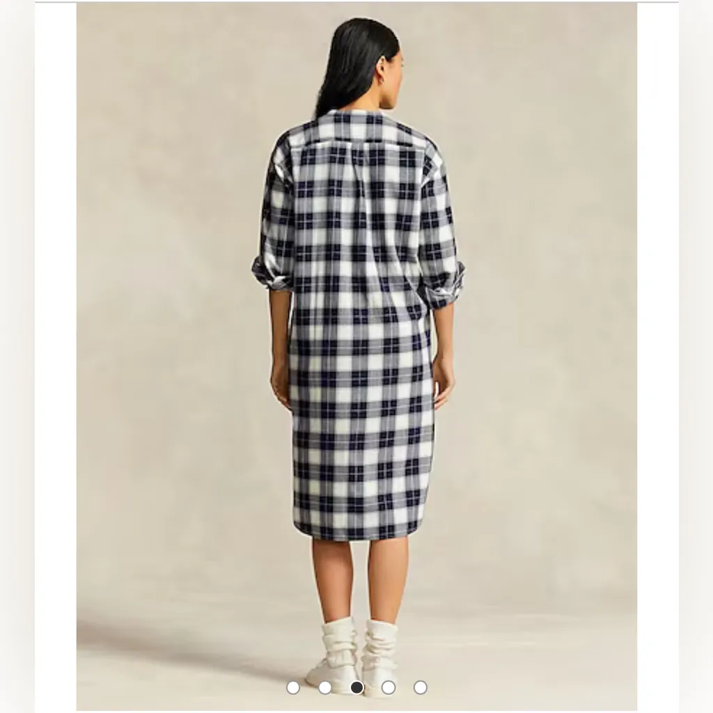New! Polo Ralph Lauren Plaid Cotton Twill Midi‎ Shirtdress Sz 6 $549 - Image 6