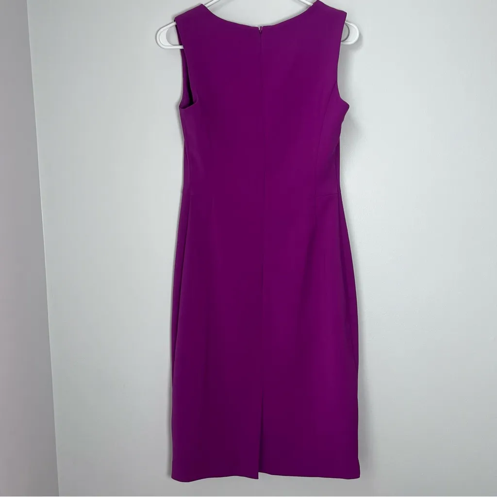 Halogen Dress Size 4 Pink Fuchsia Knee Sheath Crepe Career Office Church Piping - Image 5