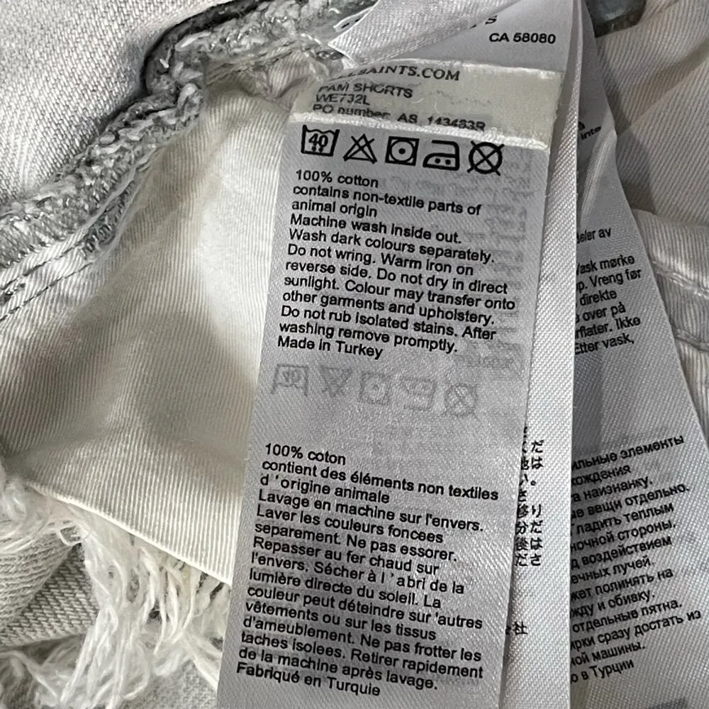 AllSaints SZ W26 Pam Jean Shorts Distressed Cuffed Low-Rise Zip-Fly Pockets Gray - Image 8