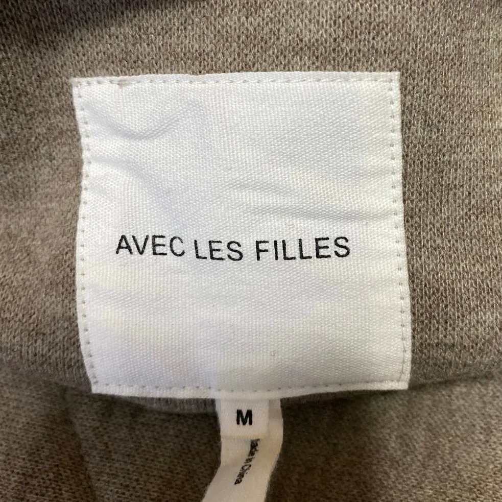 Avec Les Filles Beige Long Sleeve Button Down Pockets Shirt Shaket Coat Jacket M - Image 3