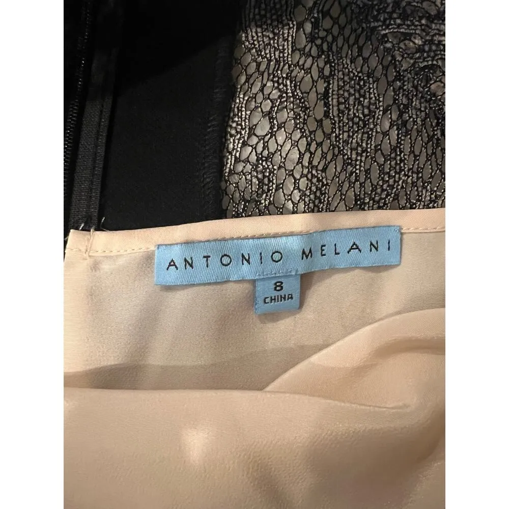 Antonio Melani Peplum Lace Sleeveless Sheath Midi Dress Cap Sleeves Lined Size 8 - Image 2