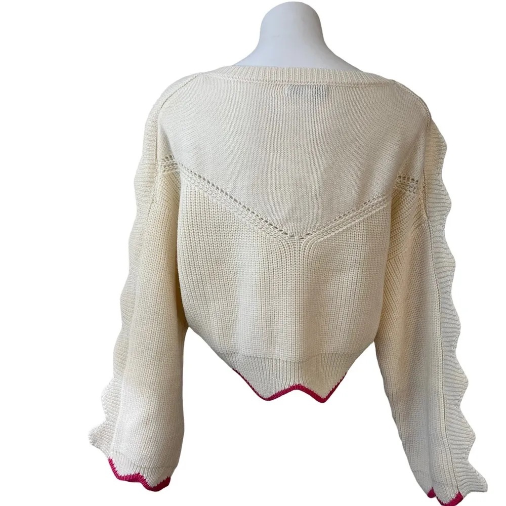 J.Ing Finnegan White Knit Pullover Size L - Image 9