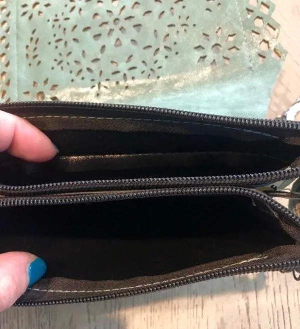 NWT teal blue leather  Products Crossbody bag. Sz 7x6 - Image 3