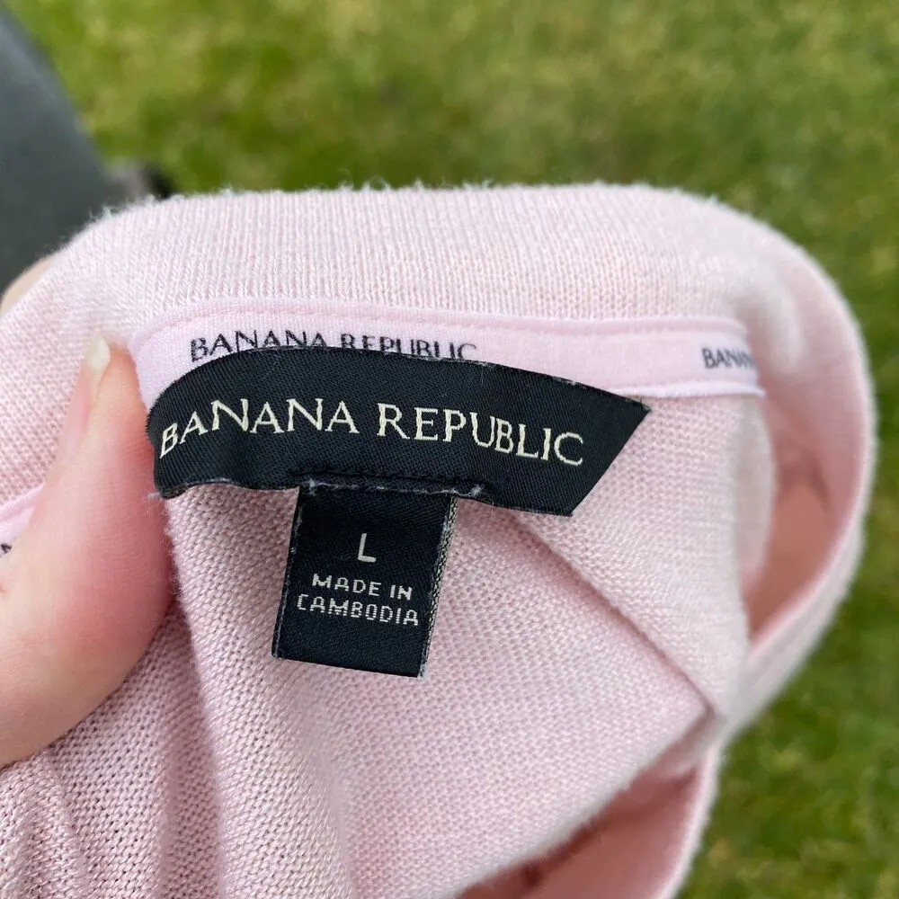 Banana Republic Blush Pink Long Sleeve Soft Knit Sweater Shirt Size Large - Image 5