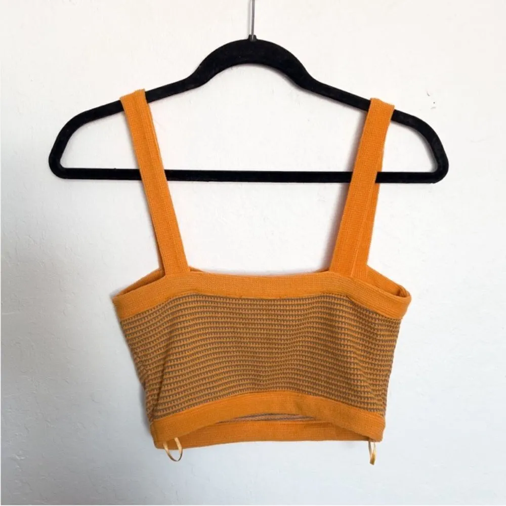 ZARA‎ Sweater Knit Crop Tank Top Medium Orange Tan Y2k 2000s Boho - Image 3