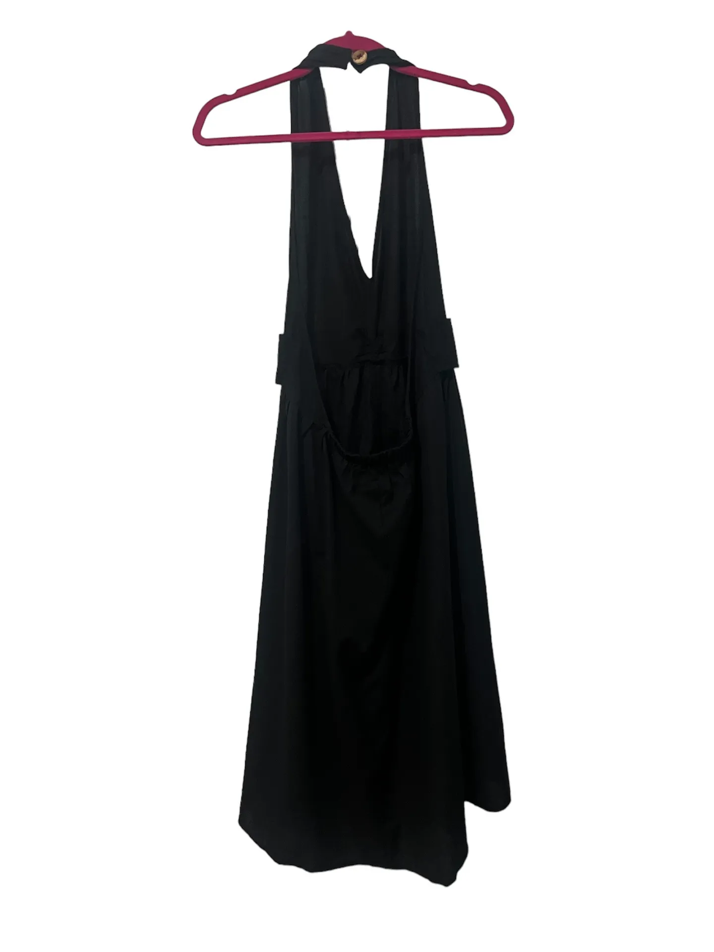 NWT  Black Linen/Cotton Halter Midi Dress (Size 10) - Image 3