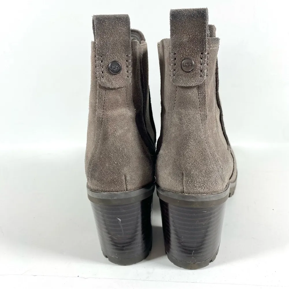 UGG Hazel Suede Leather Waterproof Lug Sole Booties Block Heel Boots size 7.5 - Image 5