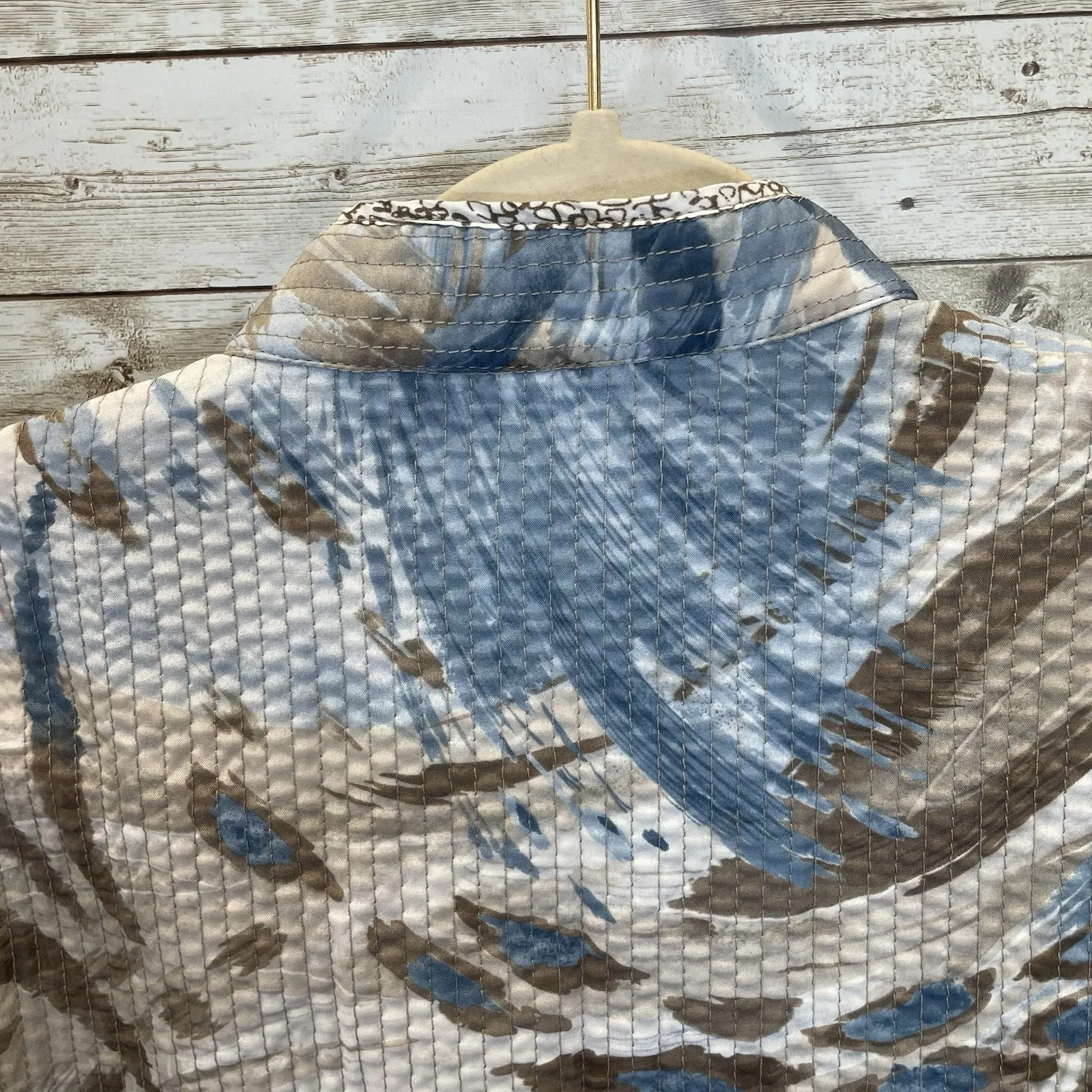 Alfred Dunner Womens 14 Jacket Quilted Reversible Open Front Blue Brown - Image 7