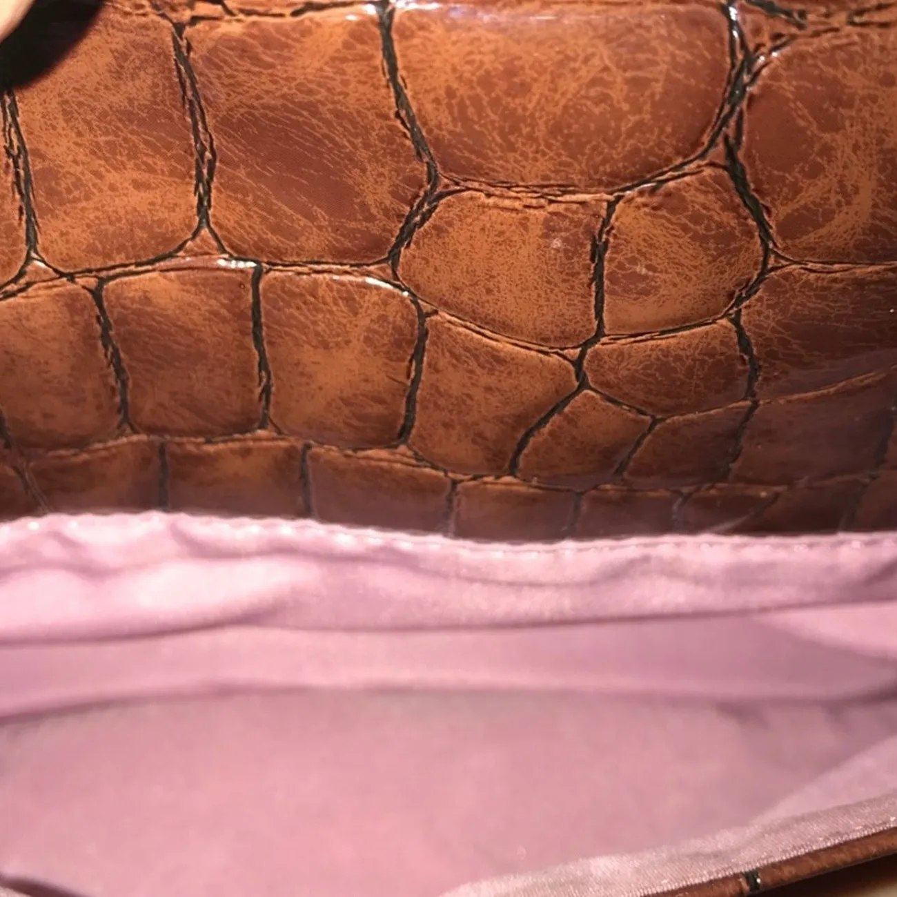 Liz Claiborne Brown Croc Embossed Shoulder Bag Y2K Baguette Purse - Image 6