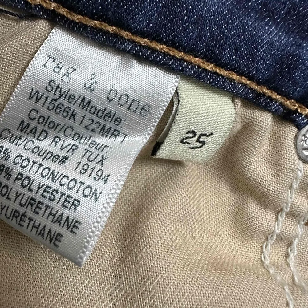 Rag & Bone Blue Dark Wash Tuxedo Stripe High Rise Ankle Skinny Jeans Size 25 - Image 10