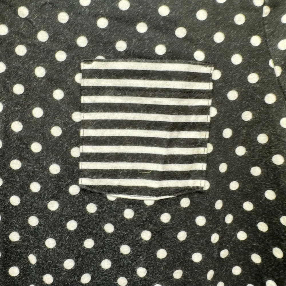 Chico’s Black with White Polka Dots & Stripes Short Sleeved Pocket Tee Size 1 M - Image 6