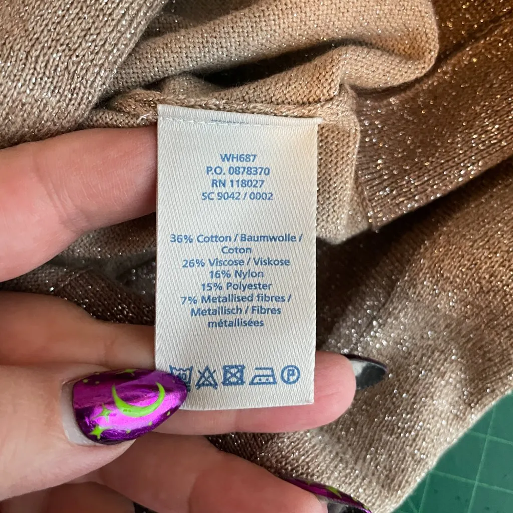 Boden Women 2R Champagne Milano Sweater Dress Fit Flare Metallic New Years Eve - Image 8