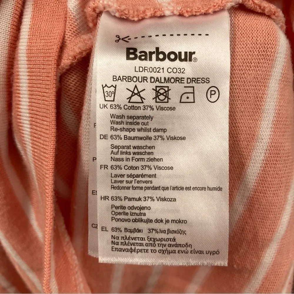 BARBOUR Nautical Summer Dress Pink and White Striped Size 8 - Image 5