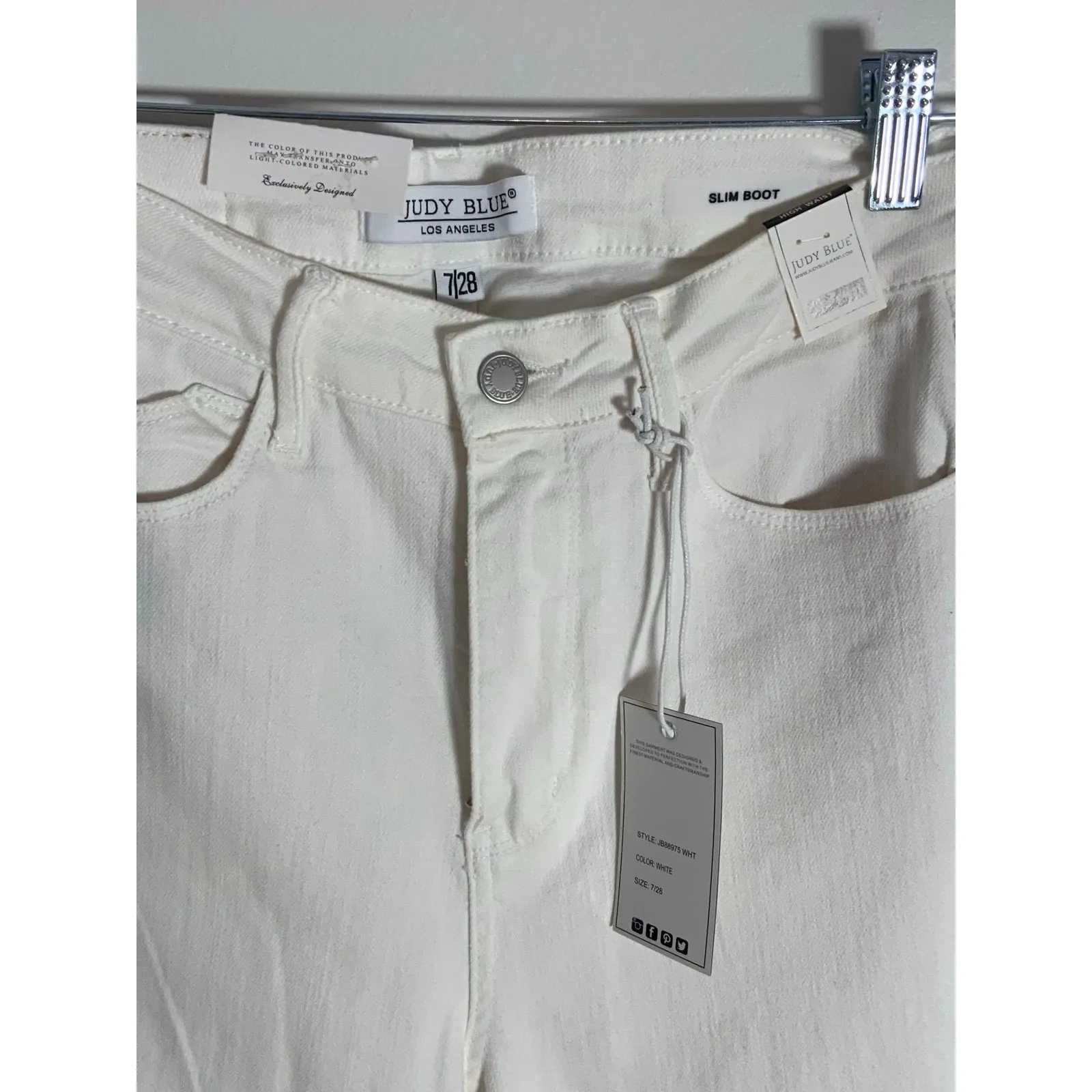 Judy Blue High Waist White Side Slit‎ Slim Bootcut Denim Jeans NWT size 7/28 - Image 8