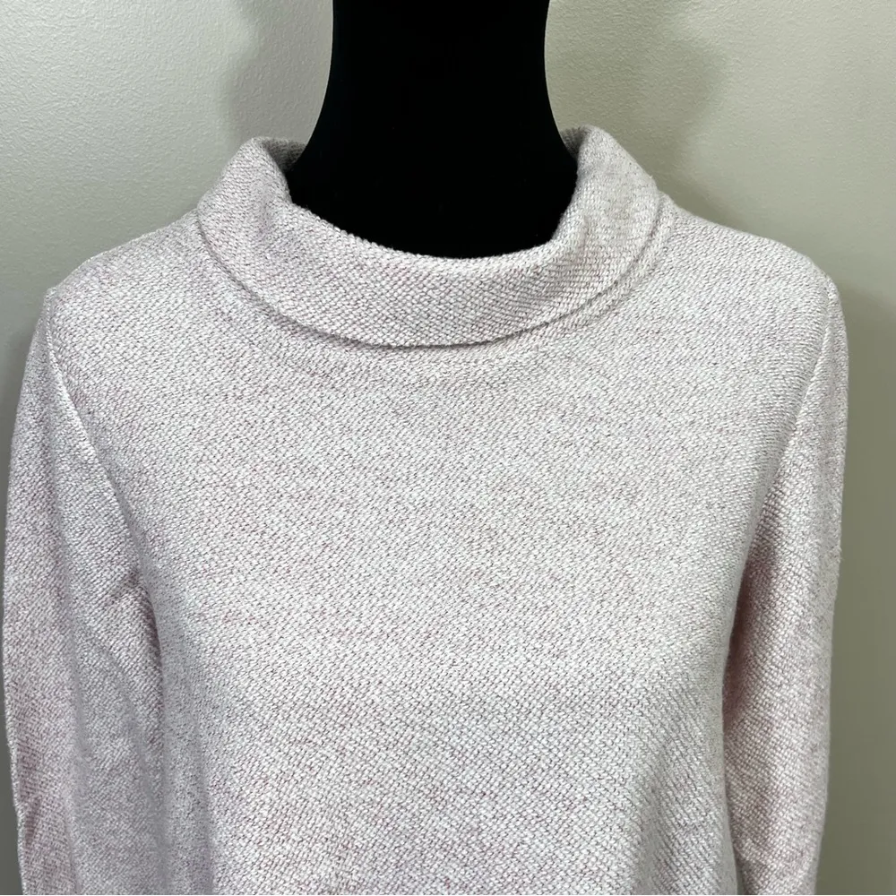 J. Crew Turtle Neck Tweet Knit Pullover Sweater Size M Light Pink - Image 4