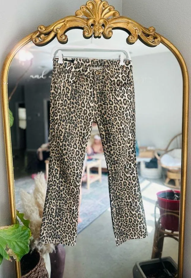 R13 kick flare crop Tyler leopard denim jeans size 26 - Image 3