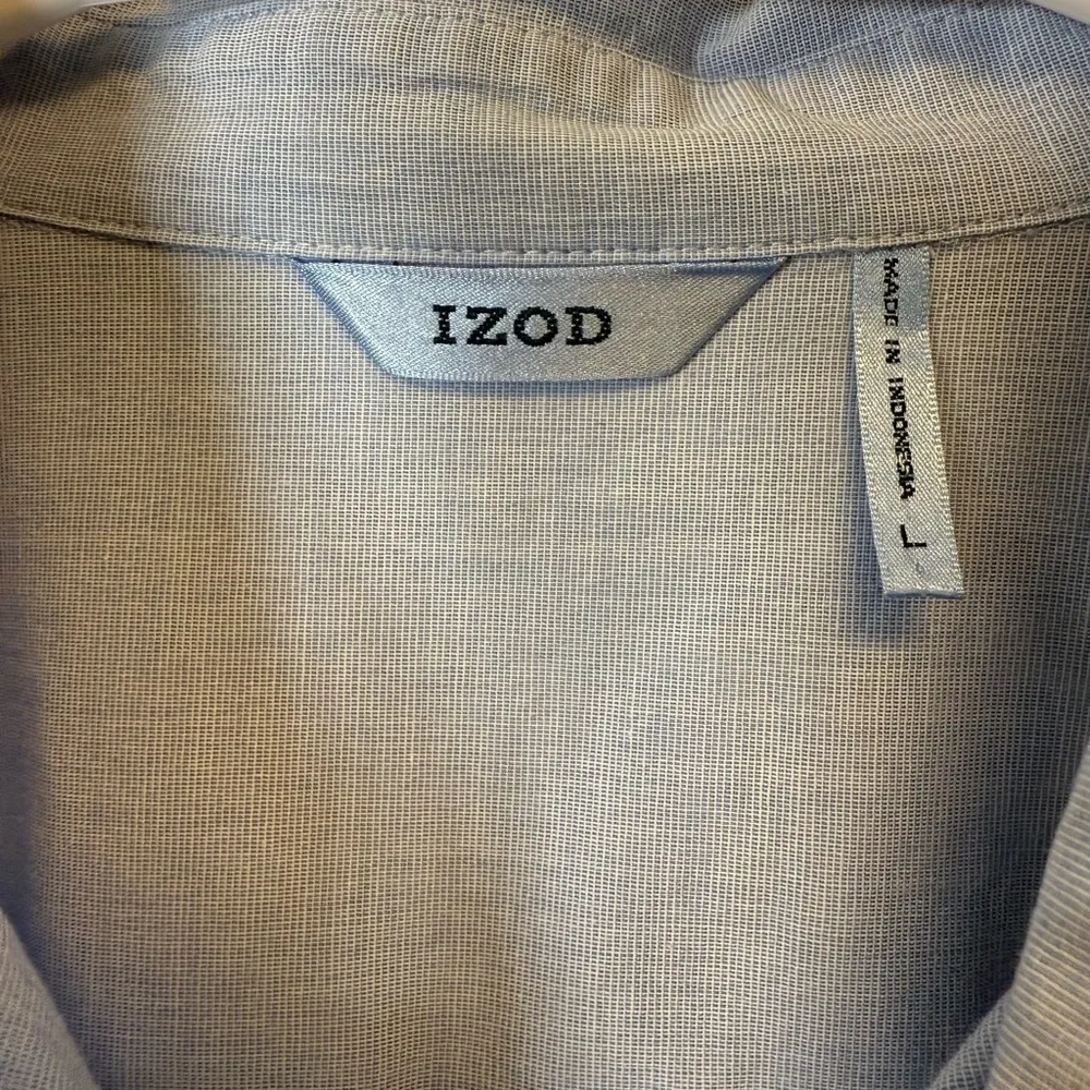 Izod Button Front Blouse Cotton 3/4 Sleeves Classic Blue Women’s Size Large - Image 7