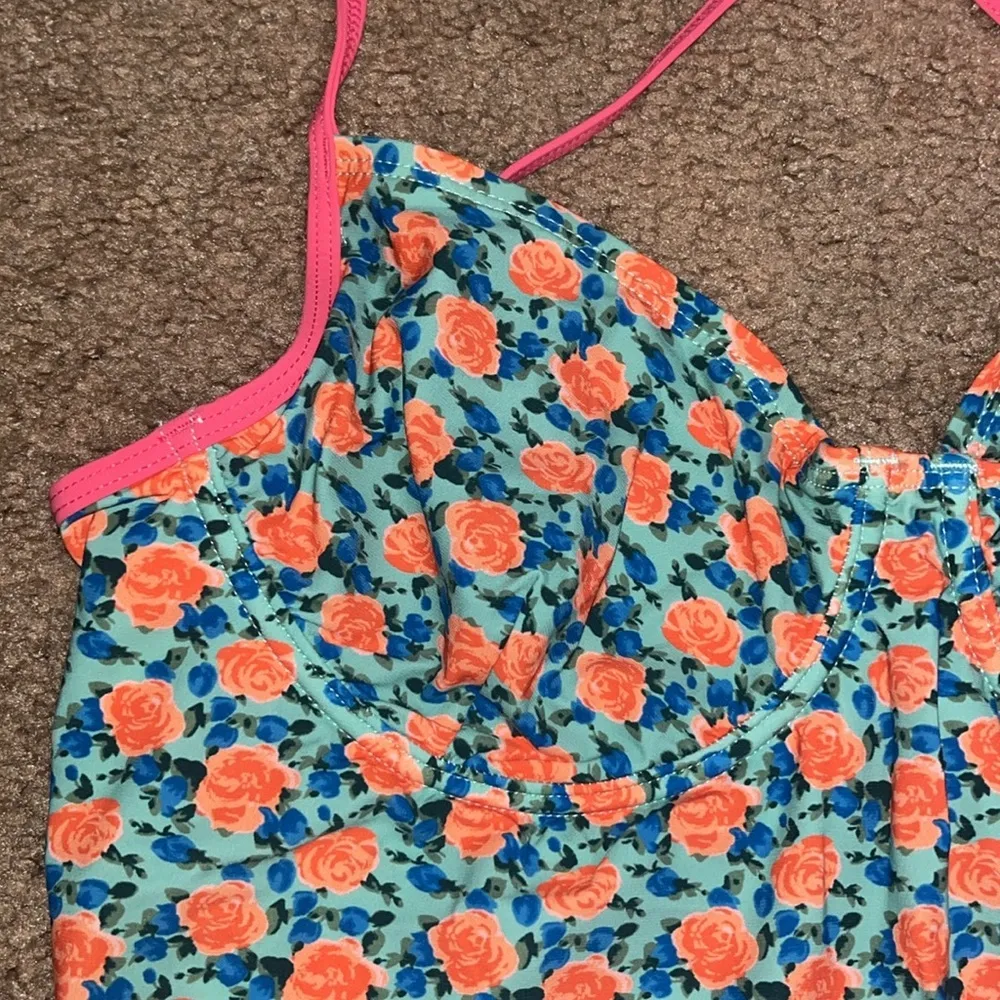 Marc by Marc Jacobs Jerrie Rose Floral One Piece Swimsuit Pale Jade XL - Image 5