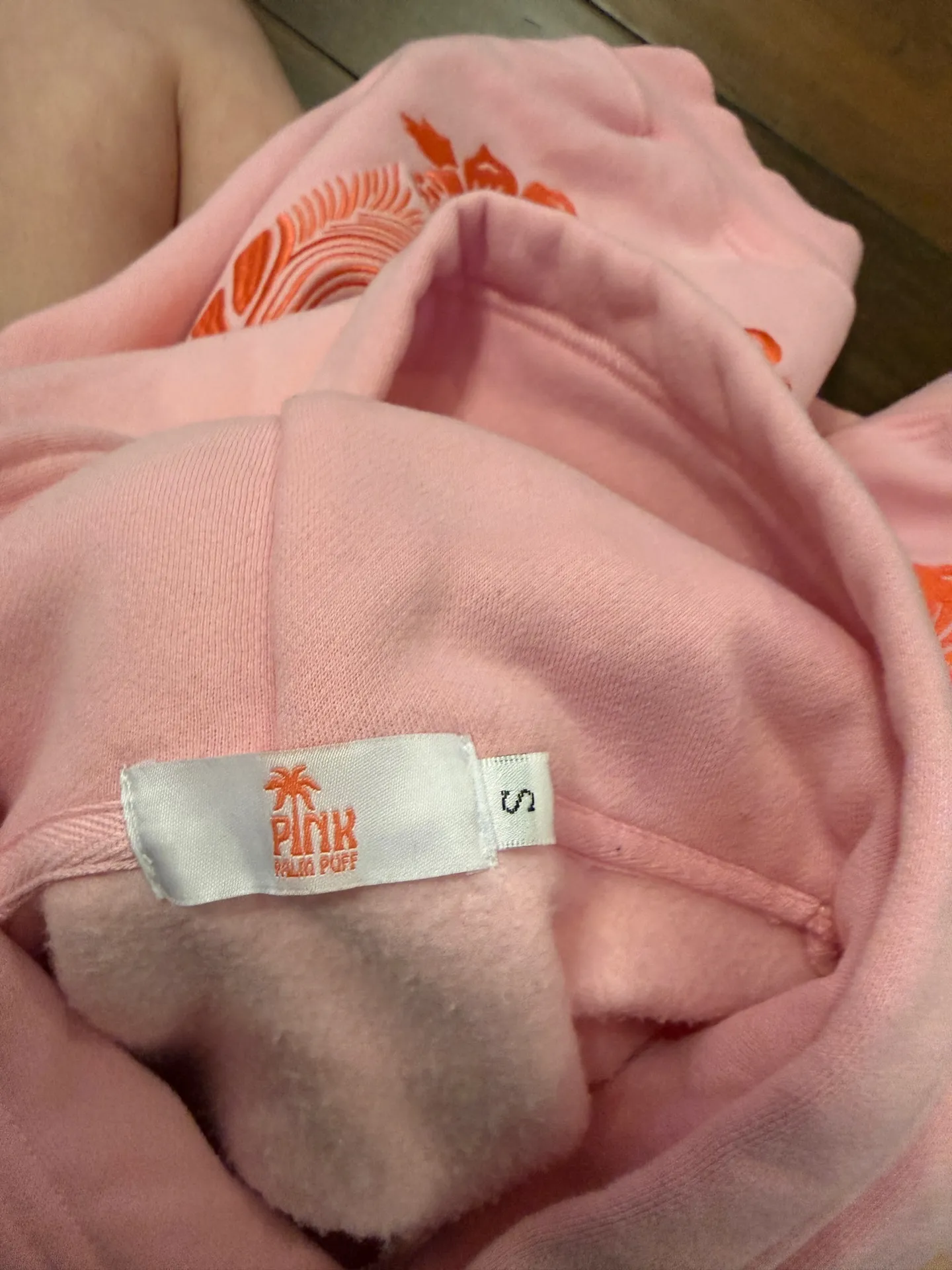 Pink Palm Puff Hoodie Everything Comes in Waves - Image 3