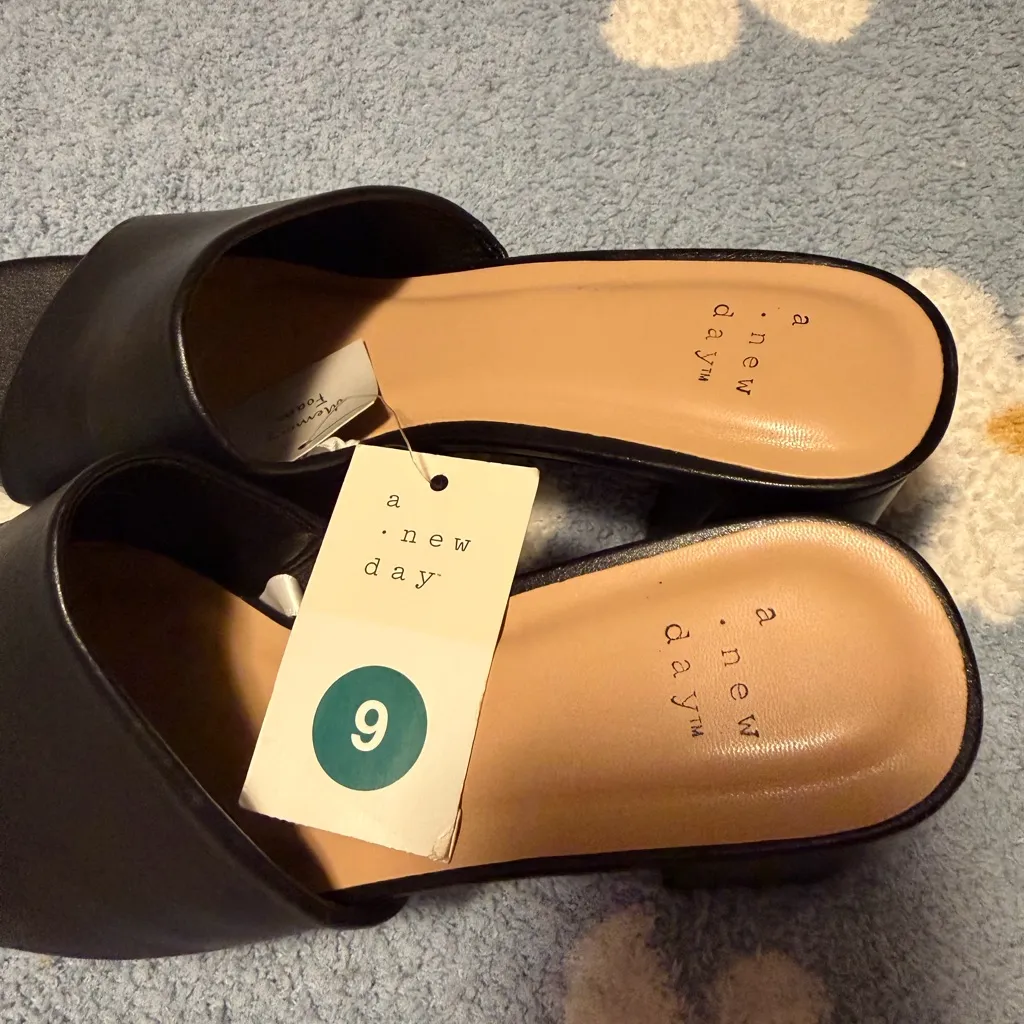 a new day Black Chunky Heel Mules - Image 5