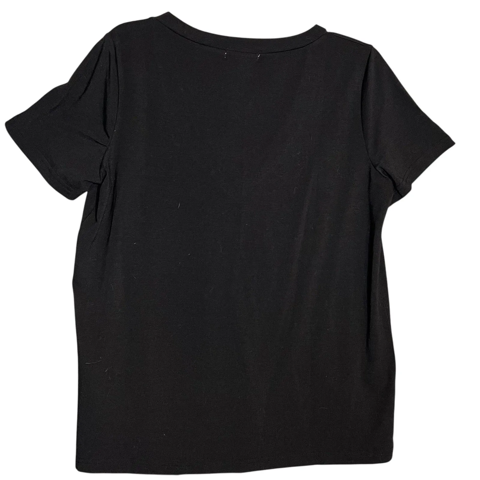 Uoozee Shirt Womens Medium Black V Neck Graphic Face Print Casual Tee Minimalist - Image 3