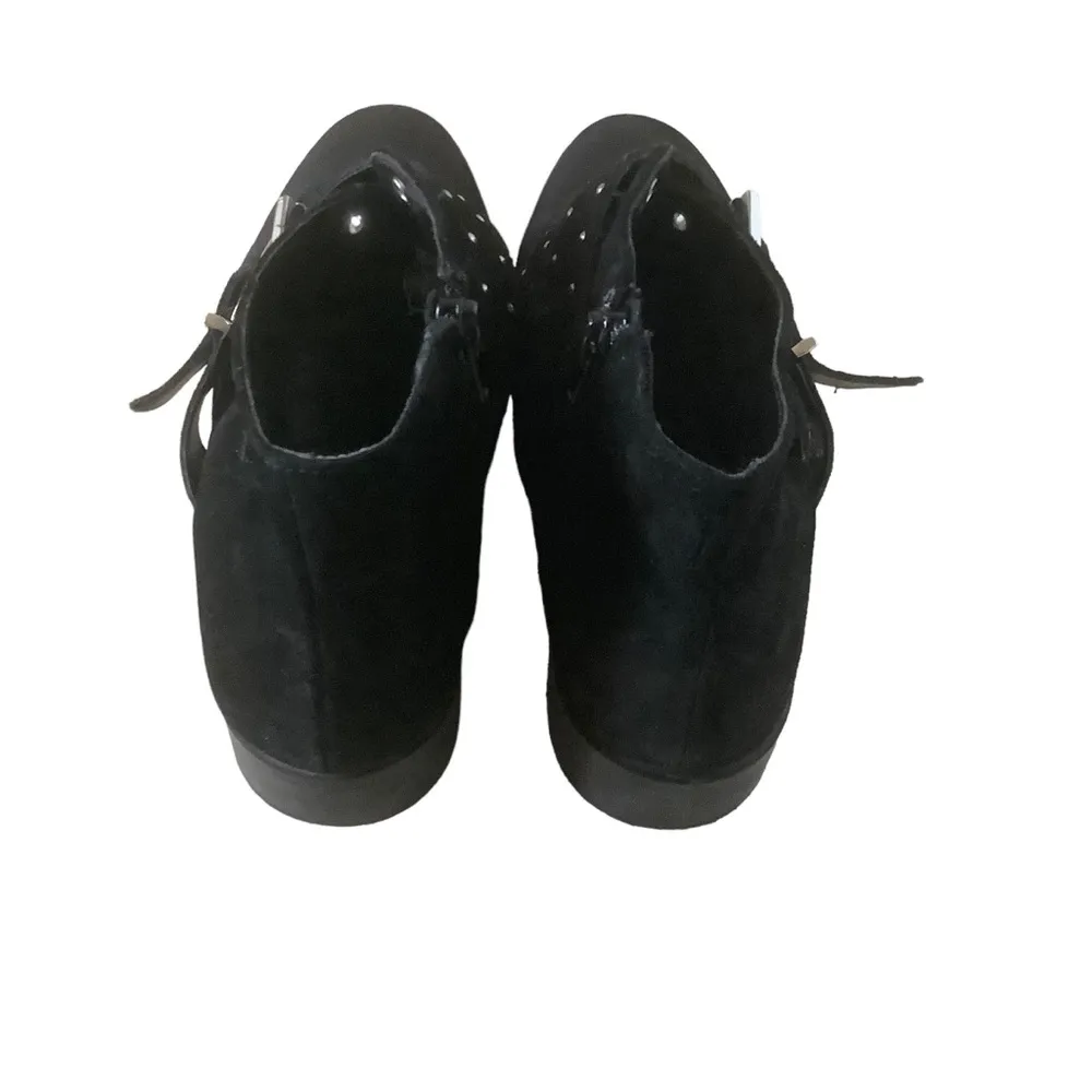 Topshop ankle boots studded metal buckles suede leather black booties size 41 - Image 4