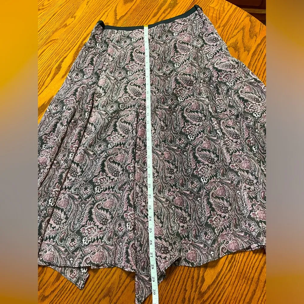 Vintage Y2K Liz Claiborne Maxi Skirt Paisley Purple Black Scarf Hem Flowing 8P - Image 3