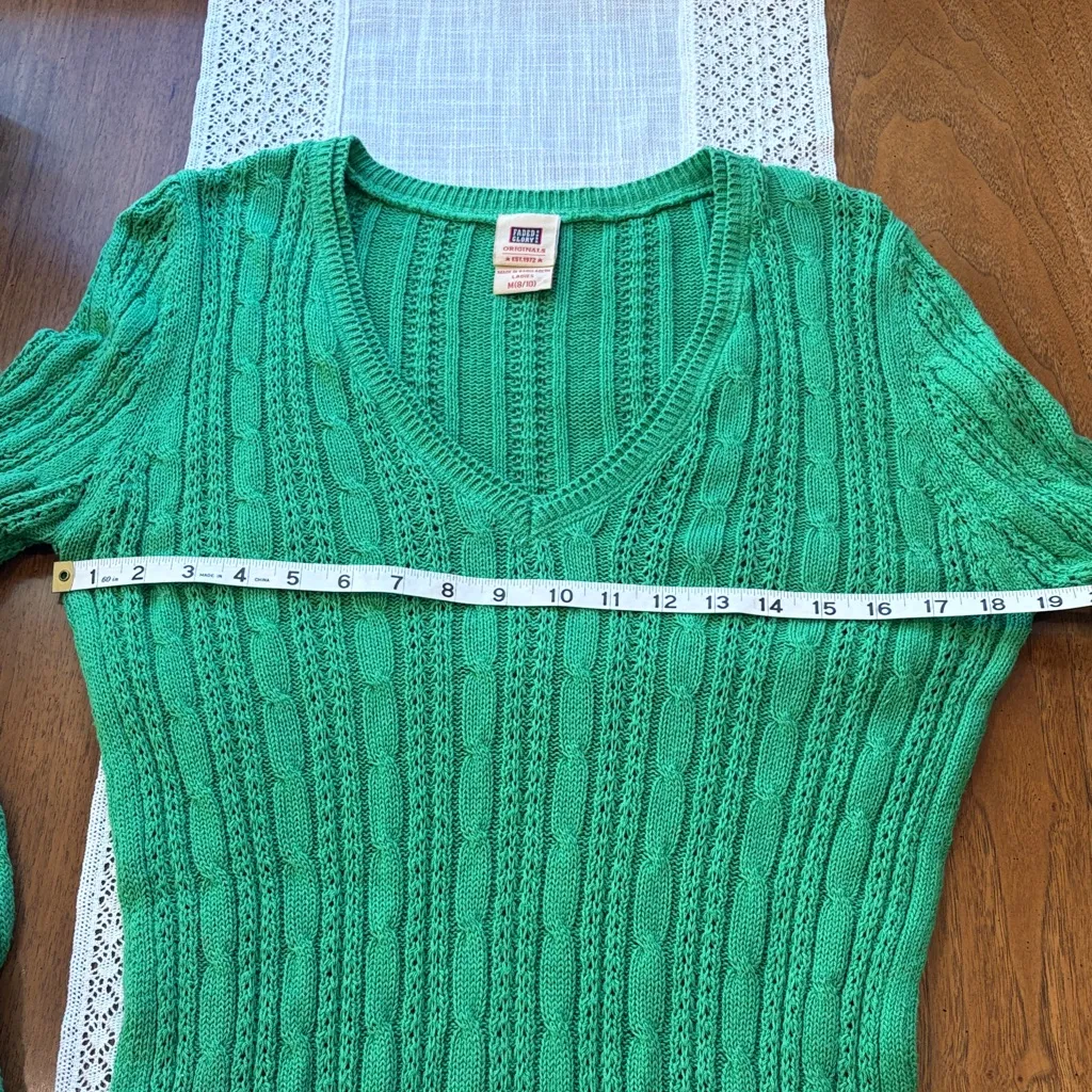 Vintage Y2K V-Neck Cable Knit Sweater - Image 5