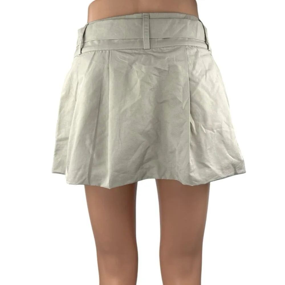 Peppermayo Mooncharged Women's Beige Pleated Belted Casual Mini A-Line Skirt 4 - Image 3