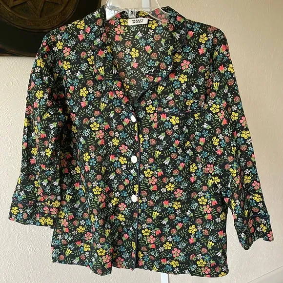 Sleepy Jones beautiful floral cotton button down pajama top Pink Size XS - Image 1