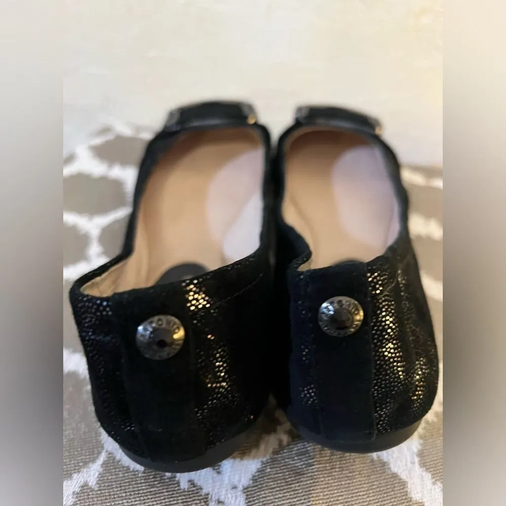 Antonio Melani all leather black metallic flats w buckle. Love, gorgeous details - Image 7