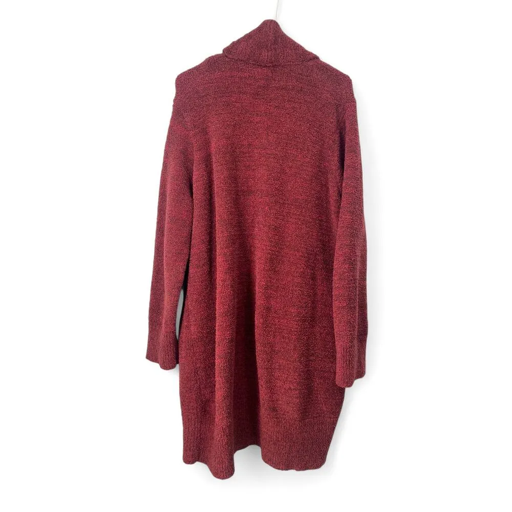 BAREFOOT DREAMS L CozyChic Lite Coastal Cardi Mid Length Cardigan Robe Burgundy - Image 5