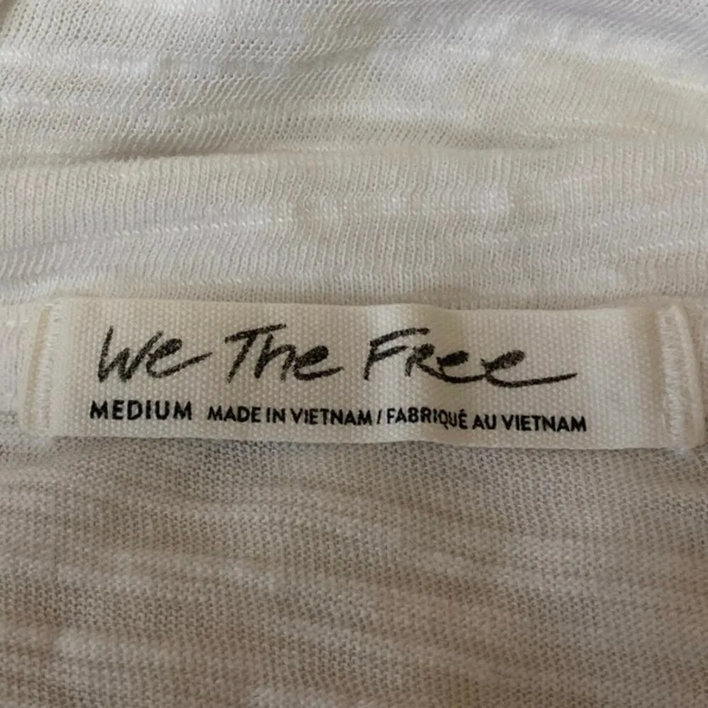 Free People Sweetness Women's White Scoop Neck Short Sleeve Tiered T Shirt Top M - Image 3