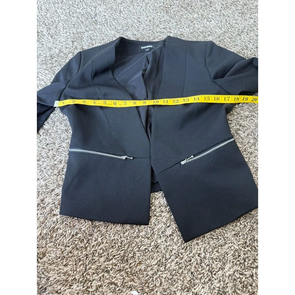 Express Open Front Black Blazer Jacket Womens Sz 6 Career Professional Business - Image 6