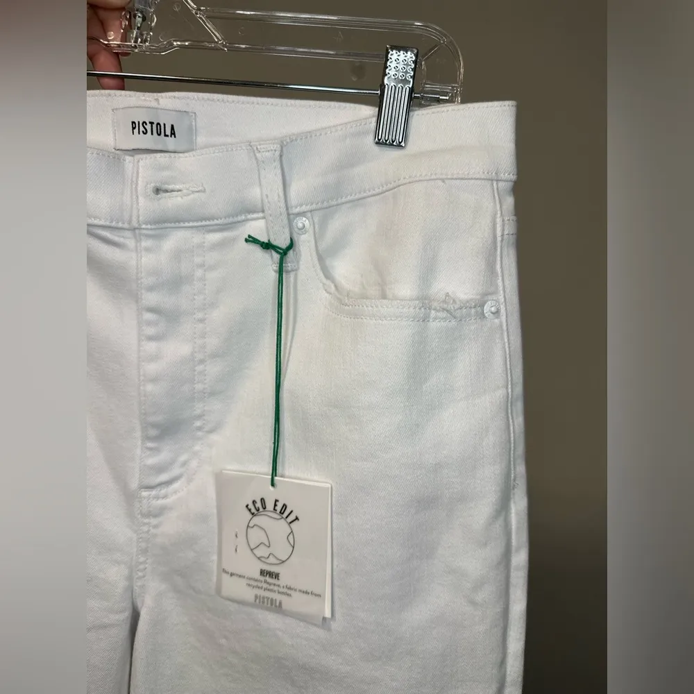 Pistola LENNON HIGH RISE CROP Boot Cut Jeans Raw Hem White sz 31 NWT - Image 6