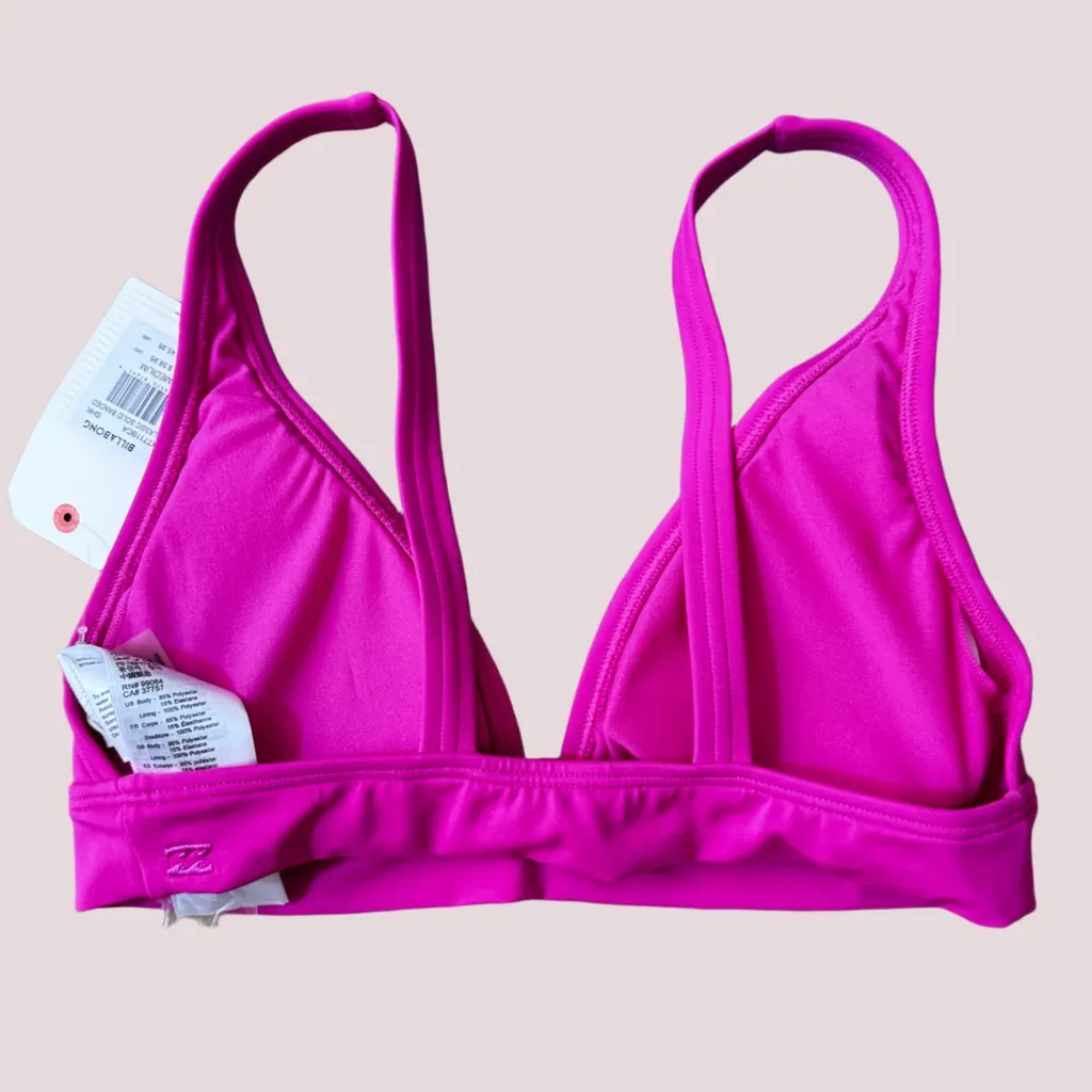 Billabong NWT  Hot Pink Aloha Banded Tri Bikini Top - M - Image 6