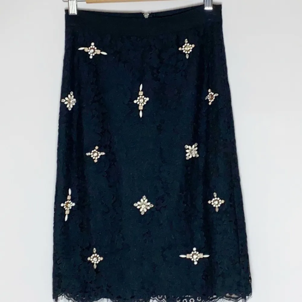 Joie Ortally black lace jeweled pencil skirt - Image 2