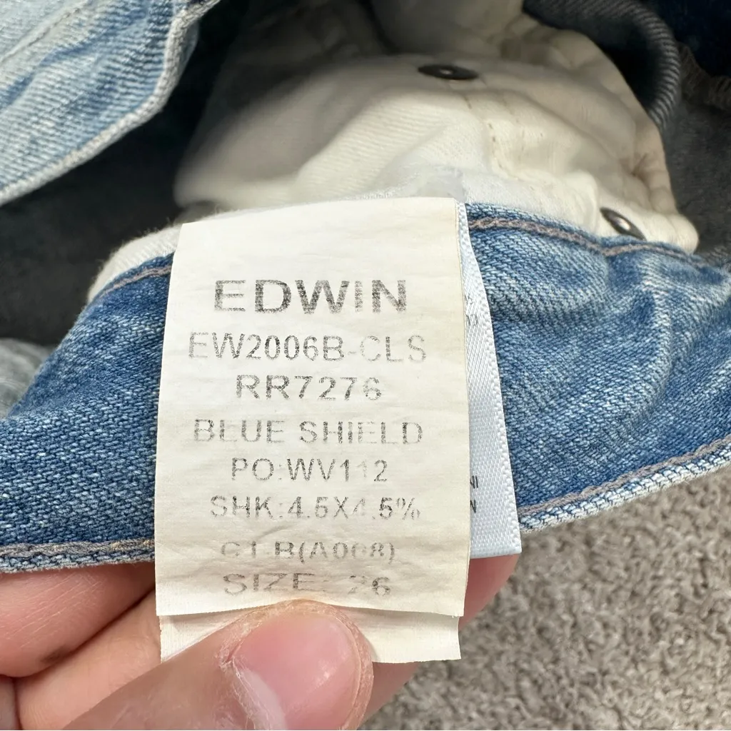 Edwin Women’s CAI Classic Straight Leg Jeans Button Fly High Rise Blue Shiled 26 - Image 11