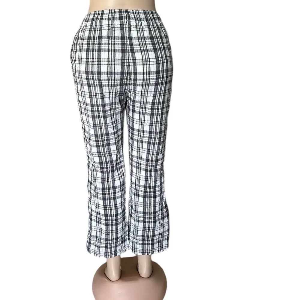Linen Blend American Eagle Plaid Pull On Pocket Pants with Lining Womens Small - Image 3