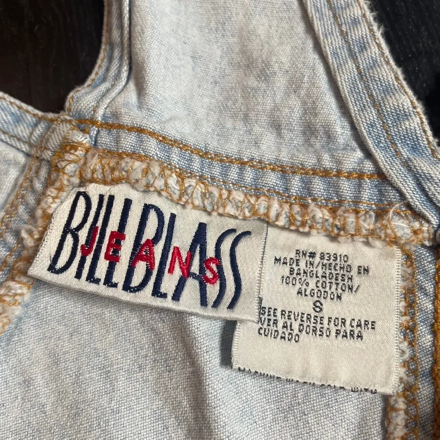 BILL BLASS‎ JEANS Small Lightwash Oversized Denim Overalls Button Cargo Vintage - Image 4
