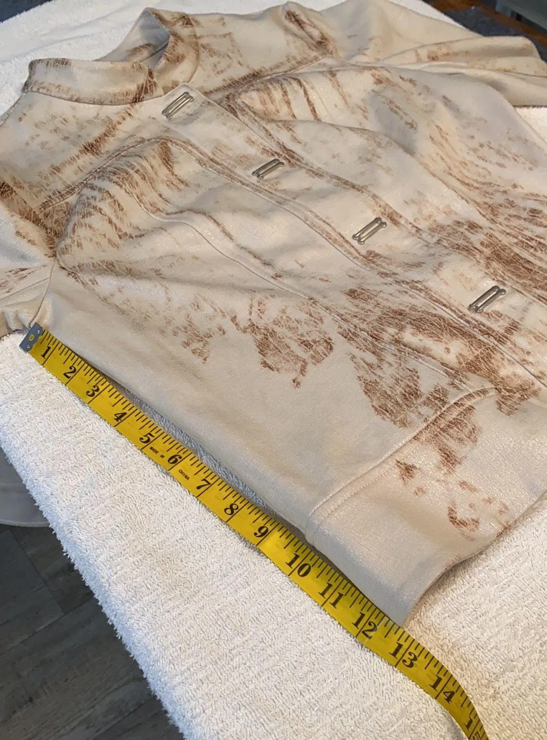 Tribal jacket mock turtleneck snap button Sz 6 White - Image 3