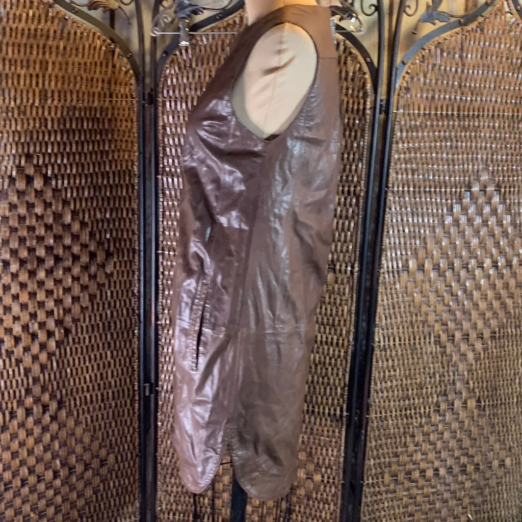 Vince Dark Brown Leather Dress Size 4 - Image 4