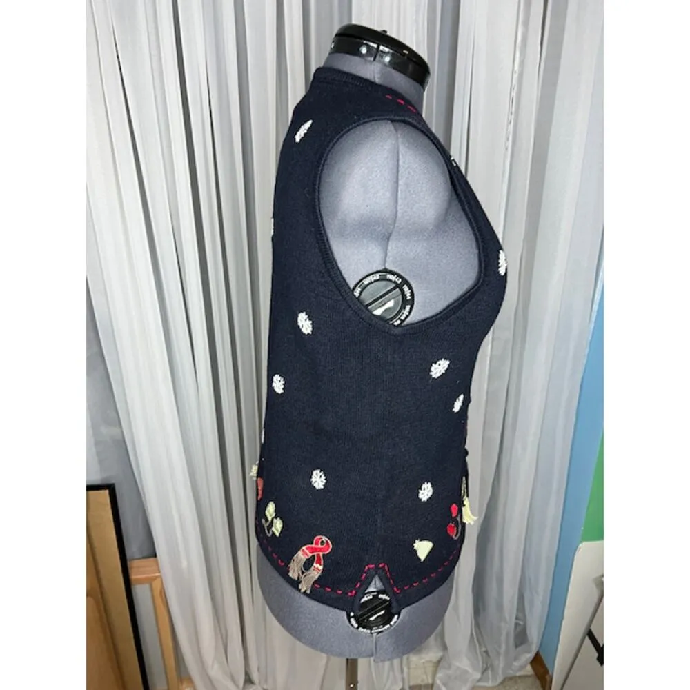 Christopher & Banks Christmas winter sweater vest snowflake mitten hat scarf - Image 6