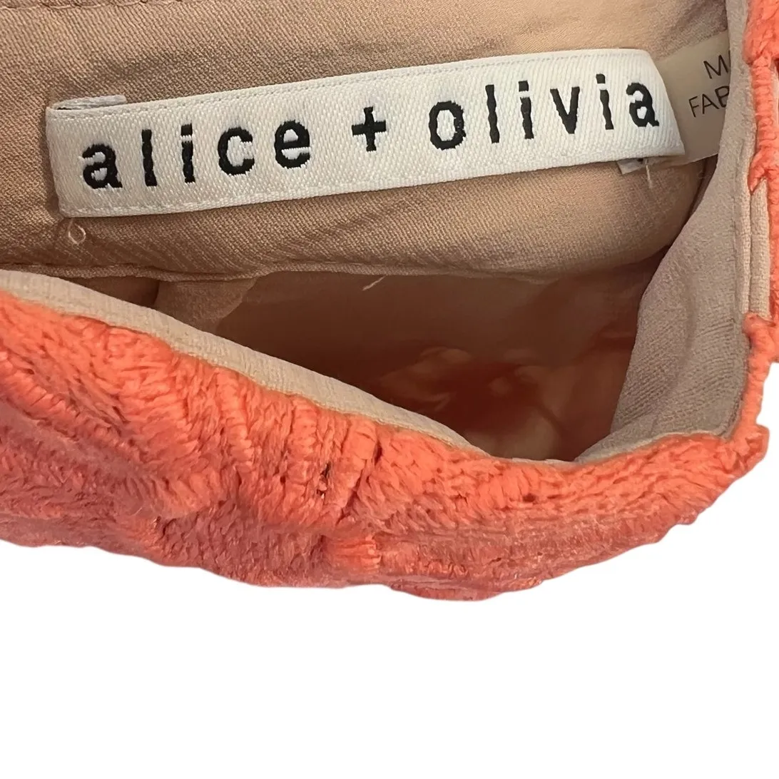 Alice + Olivia Farrell Lace Pencil Skirt‎ Straight Crochet Orange Tan Size 2 - Image 10