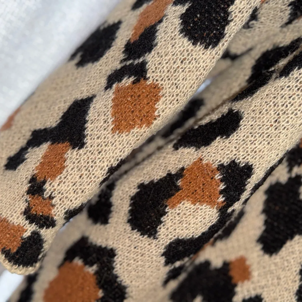 Knox Rose Animal Print Knit Open Front Cardigan Size Large 36 inches long PTP 22 - Image 4